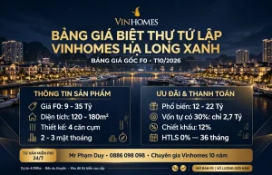 Bảng Giá Biệt Thự Tứ Lập Vinhomes Hạ Long Xanh