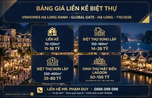 Bảng Giá Liền Kề Biệt Thự Vinhomes Hạ Long Xanh