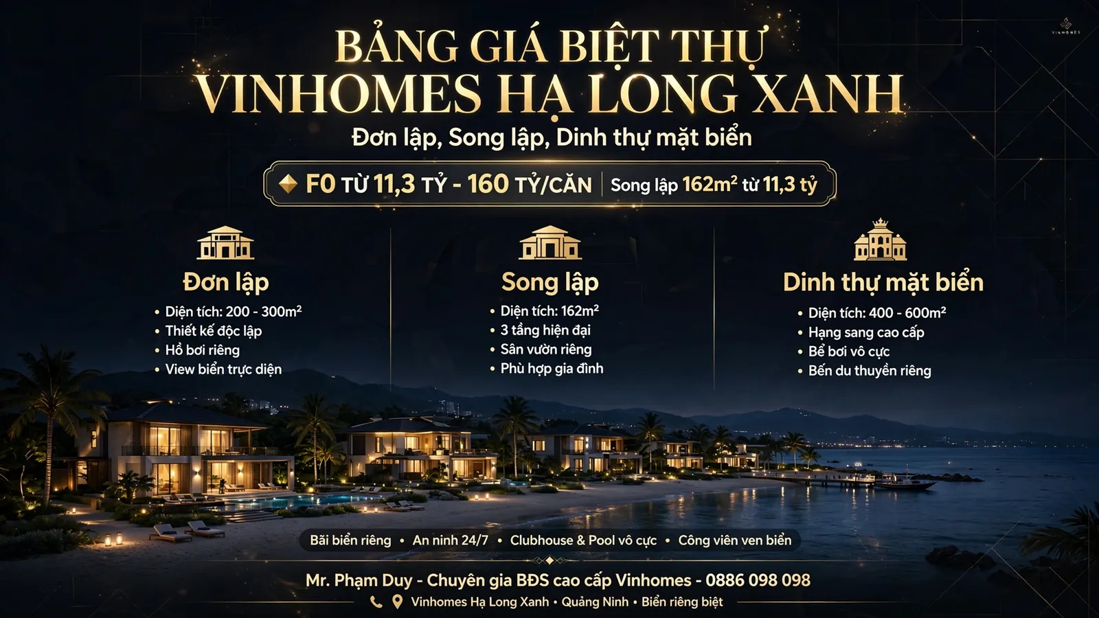 Bảng giá Biệt thự Vinhomes Hạ Long Xanh