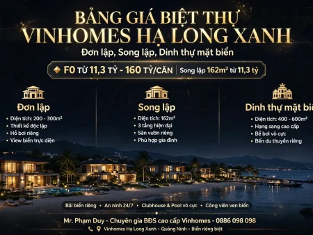 Bảng giá gốc biệt thự Vinhomes Glogal Gate Hạ Long