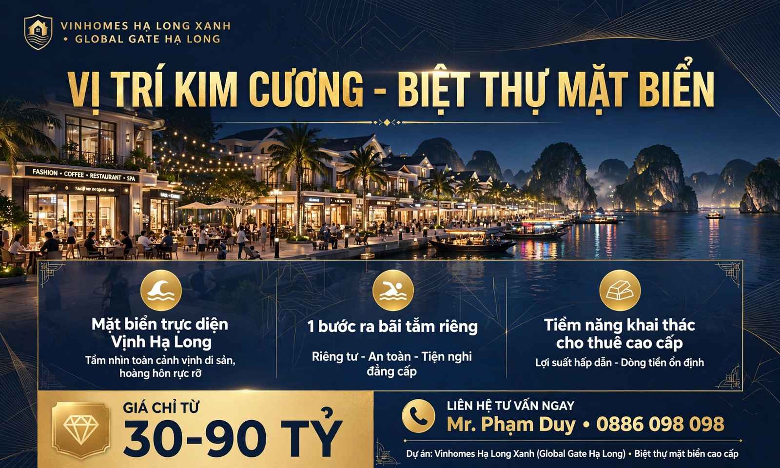 Bảng giá Biệt thự mặt biển Vinhomes Hạ Long Xanh (Global Gate Hạ Long) giá bao nhiêu? Cập nhật T10/2026