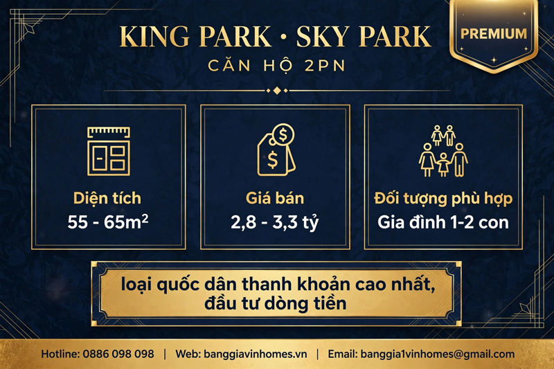Bảng giá Căn hộ 2PN Sky Park Vinhomes King Park