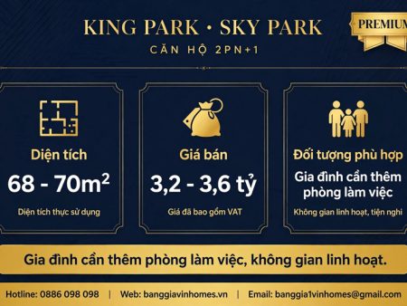 Bảng giá Căn hộ 2PN+1 Sky Park Vinhomes King Park