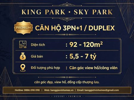 Bảng Giá Căn hộ 3PN+1-Duplex Sky Park Vinhomes King Park