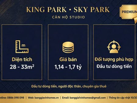 Bảng giá Căn hộ Studio Sky Park Vinhomes King Park