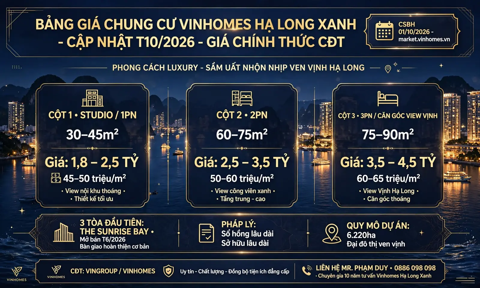 Bảng giá Chung cư Vinhomes Hạ Long Xanh (Global Gate Hạ Long)