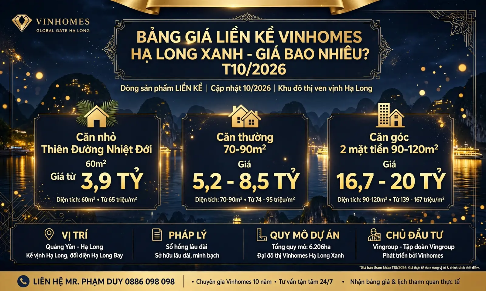 Bảng giá Liền kề Vinhomes Hạ Long Xanh (Global Gate Hạ Long)
