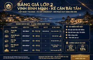 Bảng giá biệt thự Lớp 2 Vịnh Bình Minh (Kế cận bãi tắm)