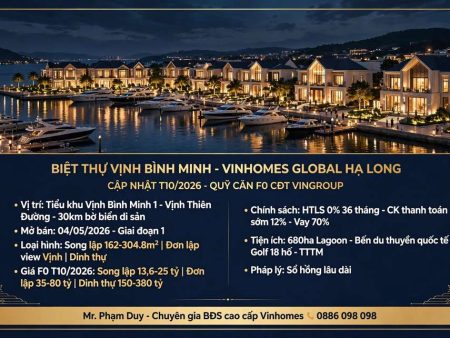 Bảng giá Biệt thự Vịnh bình minh Vinhomes Global Hạ Long