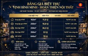 Bảng giá biệt thự Vịnh Bình Minh hoàn thiện nội thất giá tốt nhất
