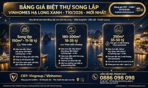 Bảng giá biệt thự song lập Vinhomes Hạ Long Xanh