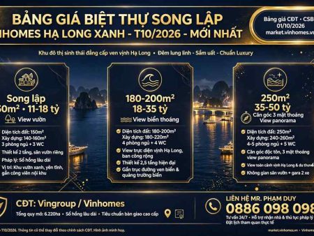 Bảng giá biệt thự song lập Vinhomes Hạ Long Xanh
