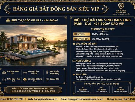 Biệt thự Đơn lập Vinhomes King Park - Phân khu Đảo VIP (434m2 - 500m2)