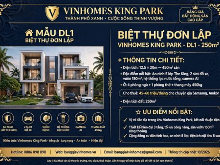 Biệt thự đơn lập Vinhomes King Park 250m2