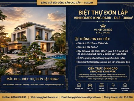 Biệt thự đơn lập Vinhomes King Park 300m2