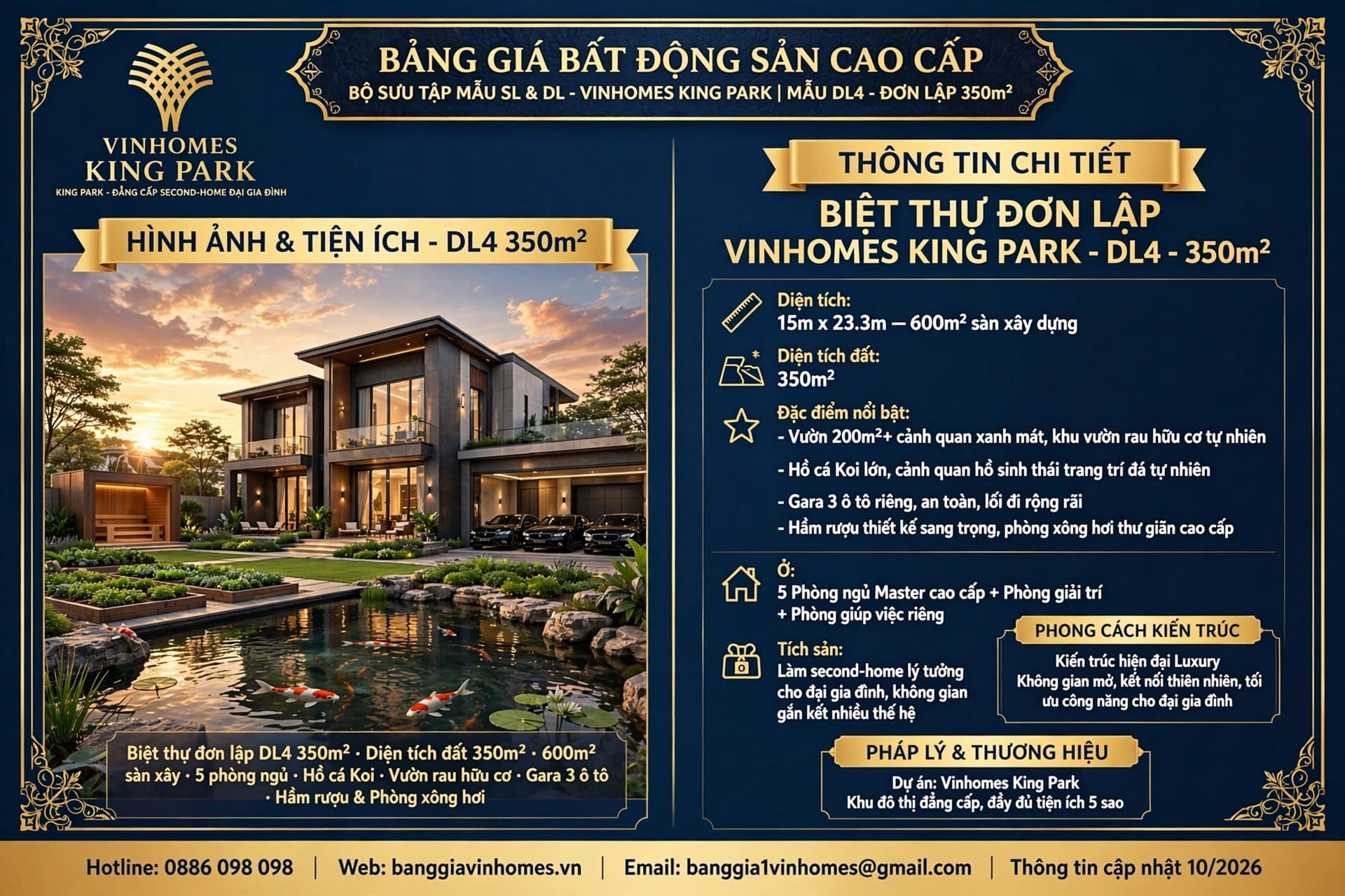 Biệt thự đơn lập Vinhomes King Park 350m2