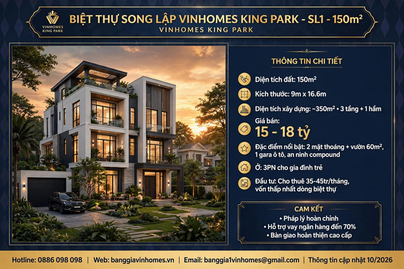 Biệt thự song lập Vinhomes King Park 150m2