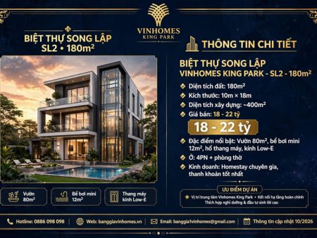 Biệt thự song lập Vinhomes King Park 180m2