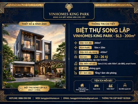 Biệt thự song lập Vinhomes  King Park 200m2