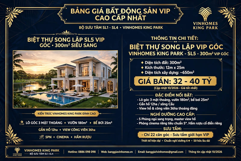 Biệt thự song lập Vinhomes King Park Vip 300m2