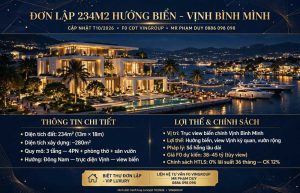Chi tiết giá biệt thự đơn lập 234m2 Vịnh Bình Minh hướng biển