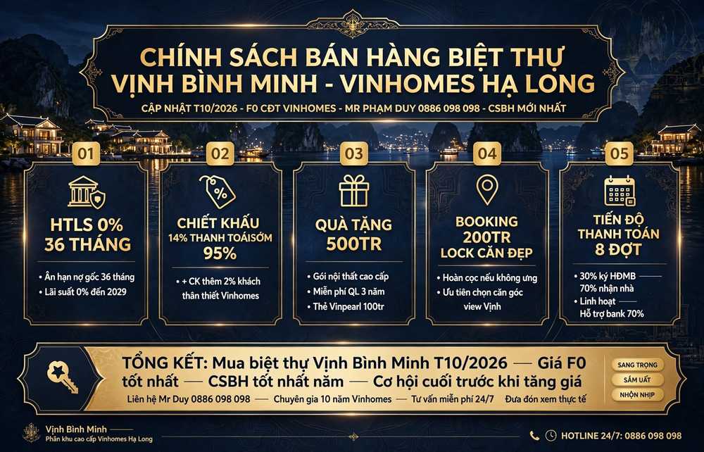 Chính sách bán hàng biệt thự Vịnh Bình Minh Vinhomes Hạ Long