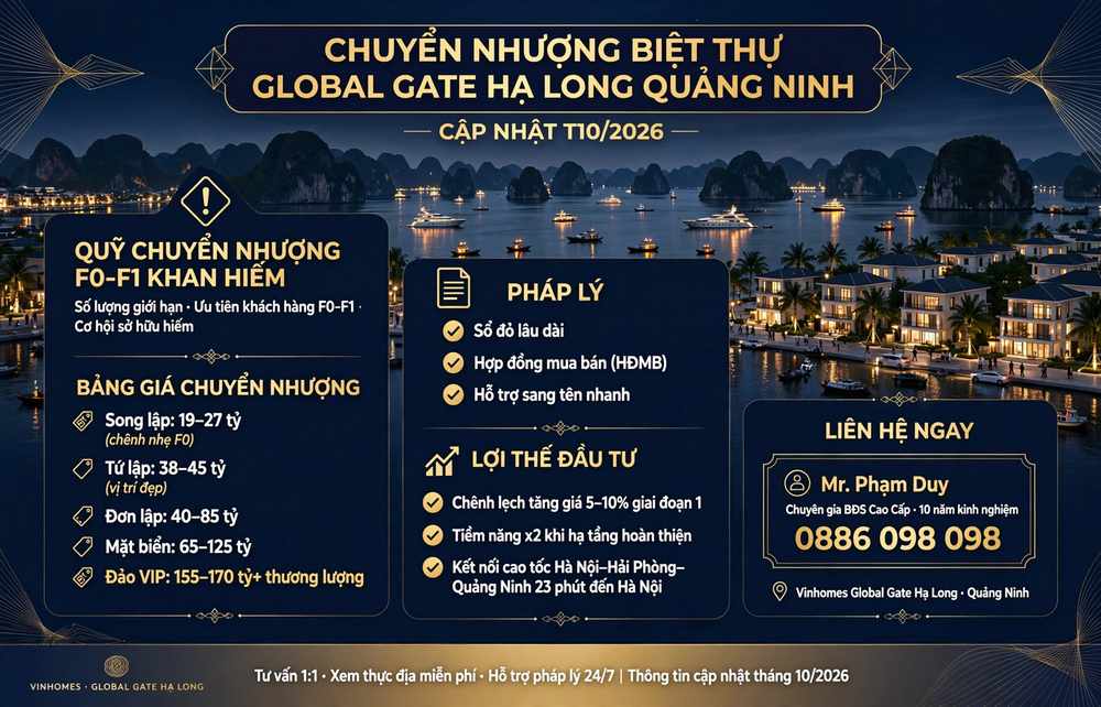 chuyển nhượng biệt thự global gate hạ long quảng ninh