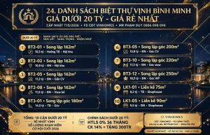 Danh sách các căn biệt thự Vịnh Bình Minh giá dưới 20 tỷ