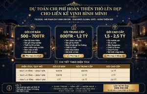 Dự Toán Chi Phí Hoàn Thiện Thô Lên Đẹp Cho Liền Kề Vịnh Bình Minh