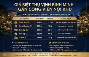 Giá biệt thự Vịnh Bình Minh gần công viên nội khu giá rẻ