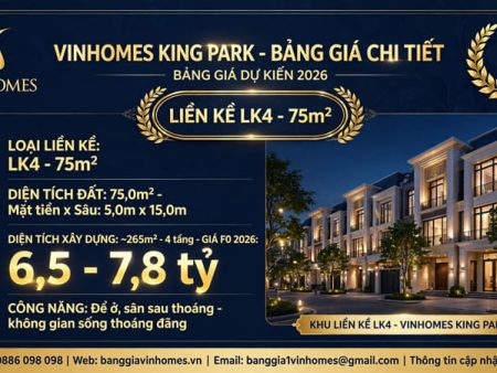 Liền Kề Vinhomes King Park 75m2