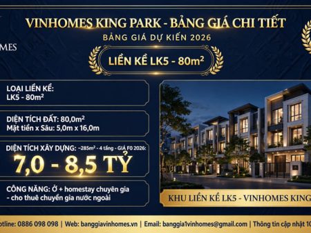 Liền kề Vinhomes King Park 80m2
