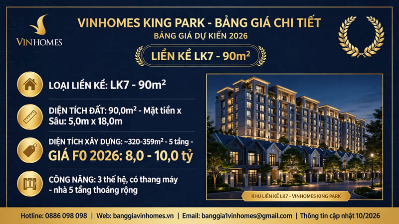 Liền Kề Vinhomes King Park 90m2