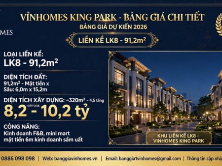 Liền Kề Vinhomes King Park 91.2m2