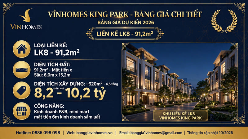 Liền Kề Vinhomes King Park 91.2m2