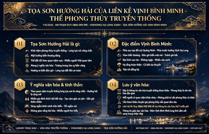 Phân Tích Yếu Tố Phong Thủy "Tọa Sơn Hướng Hải" Của Liền Kề Vịnh Bình Minh