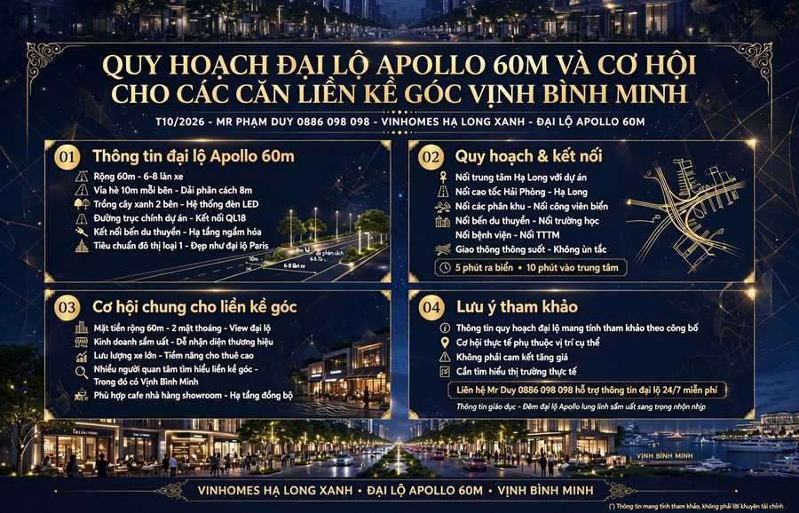 Quy Hoạch Đại Lộ Apollo 60m Và Cơ Hội Bứt Phá Cho Các Căn Liền Kề Góc