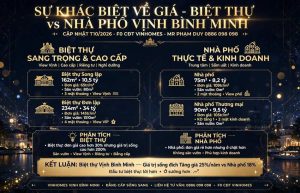 Sự khác biệt về giá giữa biệt thự Vịnh Bình Minh và nhà phố
