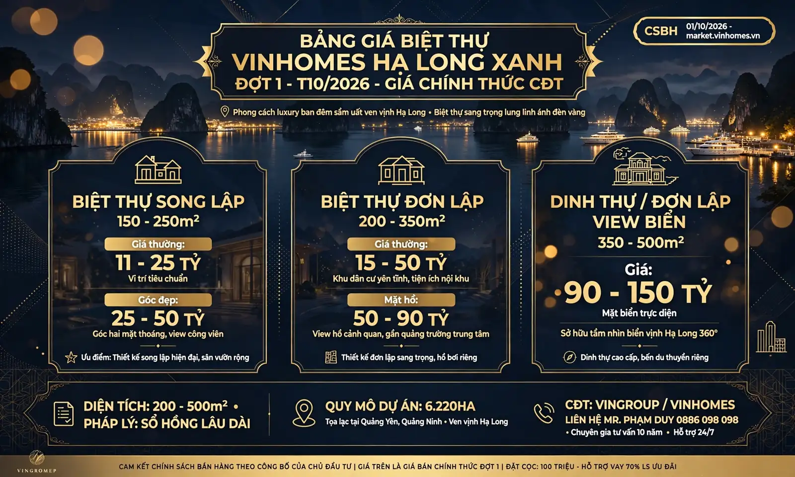 Bảng giá biệt thự Vinhomes Hạ Long Xanh