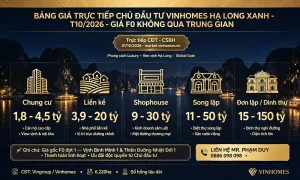 bảng giá trực tiếp chủ đầu tư vinhomes hạ long xanh