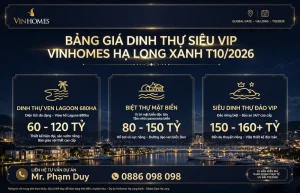 Giá Bán Dinh Thự Siêu VIP Vinhomes Hạ Long Xanh
