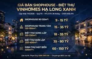 Giá Bán Shophouse Biệt Thự Vinhomes Hạ Long Xanh