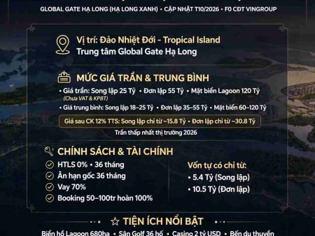 Giá trần biệt thự đảo nhiệt đới Global Gate Hạ Long (Hạ Long Xanh)
