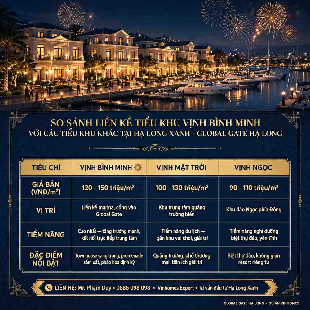 So Sánh Liền Kề Tiểu Khu Vịnh Bình Minh Với Các Tiểu Khu Khác Tại Hạ Long Xanh