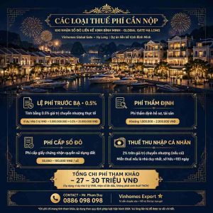 Các Loại Thuế Phí Cần Nộp Khi Nhận Sổ Đỏ Liền Kề Vịnh Bình Minh