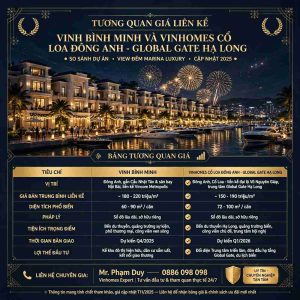 Tương Quan Giá Liền Kề Vịnh Bình Minh Và Vinhomes Cổ Loa Đông Anh
