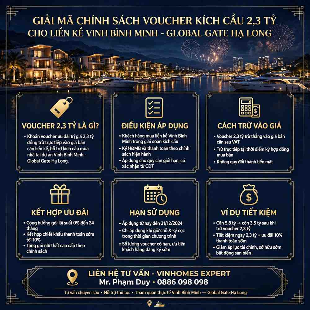 Giải Mã Chính Sách Voucher Kích Cầu 2,3 Tỷ Cho Liền Kề Vịnh Bình Minh